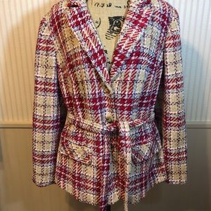 Woman’s blazer Simonton says..coat 1X red plaid